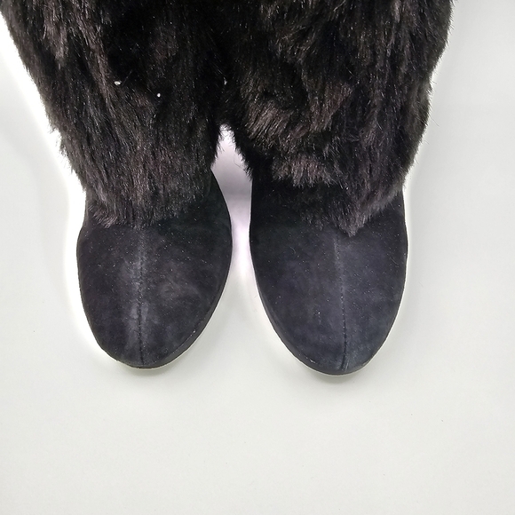 Sam Edelman Shalin Black Suede Fur Boots Size 7.5 - Picture 4 of 14
